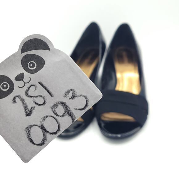 Ellen Tracy patent black peep toe wedges women's size 8.5 - Picture 8 of 10